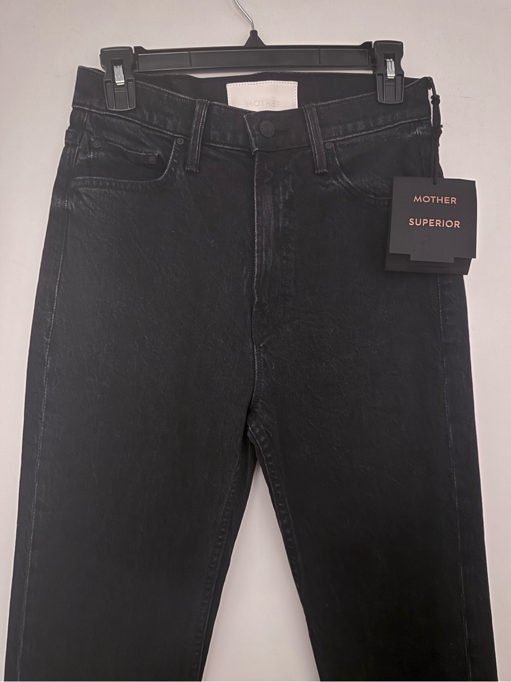 NWT MOTHER High Waisted Rider Skimp Jeans | Sz 28 | Black Wash